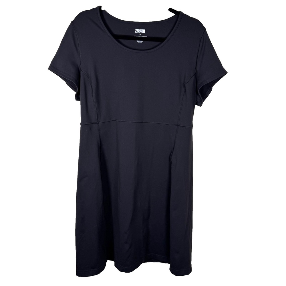 Duluth Black Knee Length Dress XL Stretch Short Sleeves Pocket Comfort Active